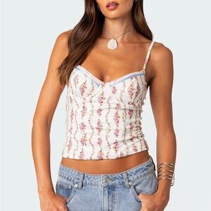 Indira Printed Cupped Lace Up Corset
